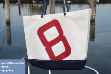 Segeltuchtasche große Beachtasche rot 8 mit Boden